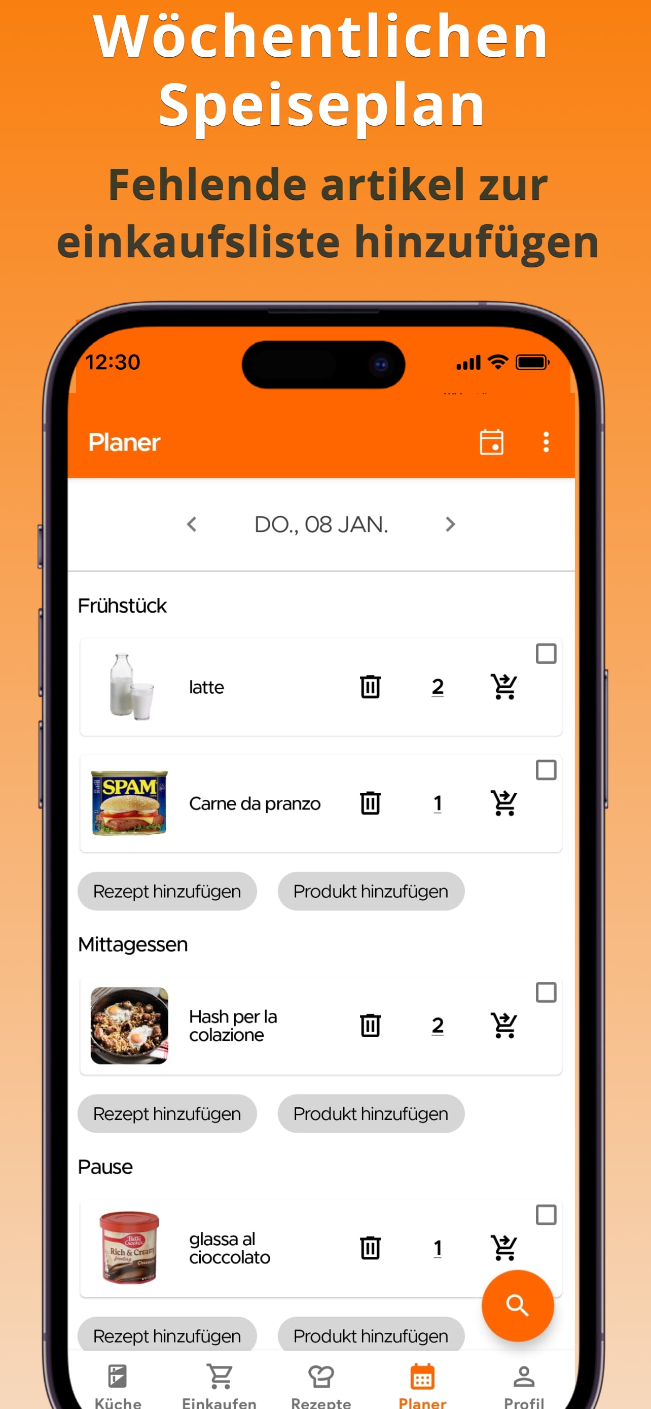 Meal Planner Calendar View